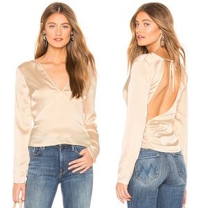 LPA Revolve Lara Satin Button Long Sleeve Top